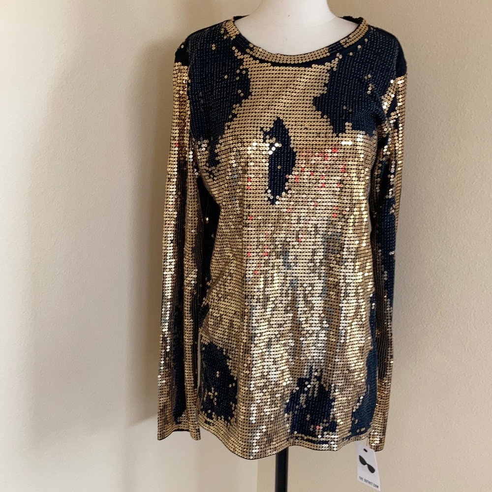 Balmain T-shirt gold and black sequence